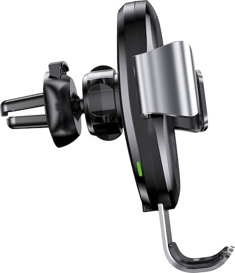 Baseus Gravity Car Mobile Mount with Adjustable Hooks and Wireless Charging Silver