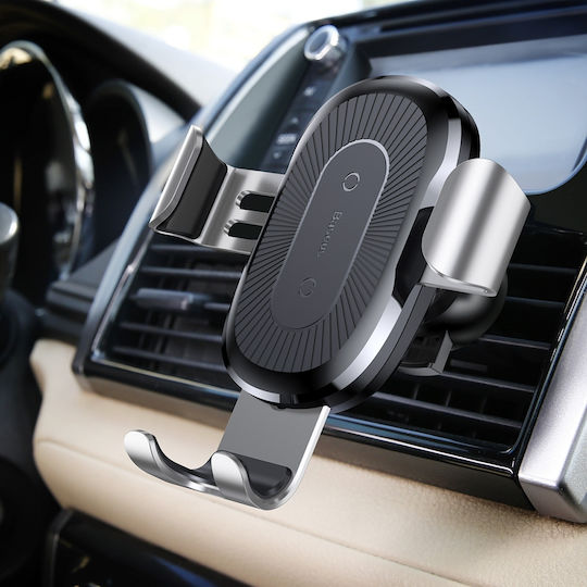 Baseus Gravity Car Mobile Mount with Adjustable Hooks and Wireless Charging Silver