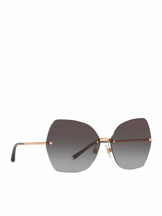 Dolce & Gabbana Women's Sunglasses with Rose Gold Metal Frame and Black Gradient Lens DG2204 1298/8G