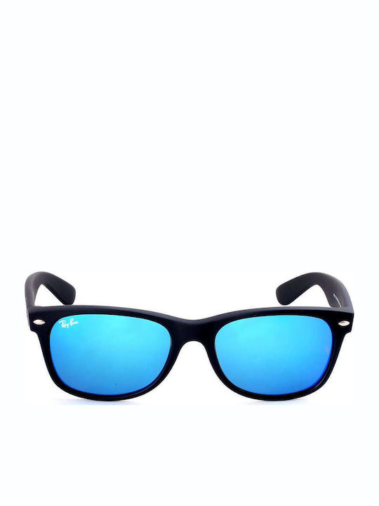 Ray Ban Wayfarer Unisex Sunglasses with Black Plastic Frame and Blue Mirror Lens RB2132 622/17