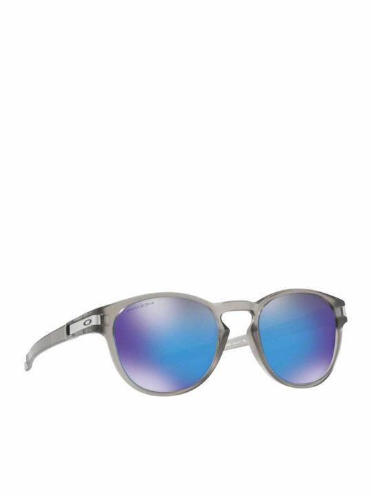 Oakley Latch Men's Sunglasses with Gray Plastic Frame and Blue Polarized Mirror Lens OO9265-32