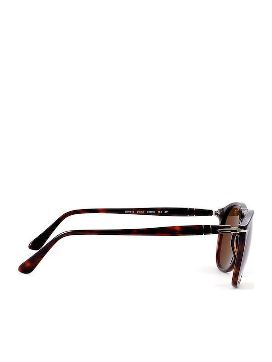 Persol Unisex Sunglasses with Brown Tartaruga Plastic Frame and Brown Polarized Lens PO9649S 24/57