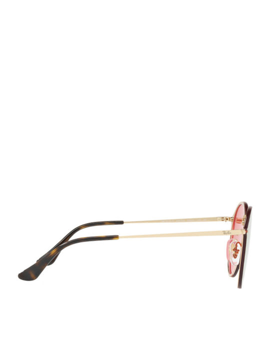 Ray Ban Blaze Round Unisex Sonnenbrille mit Gold Metall Gestell und Rosa Spiegel Linse RB3574N 001/E4