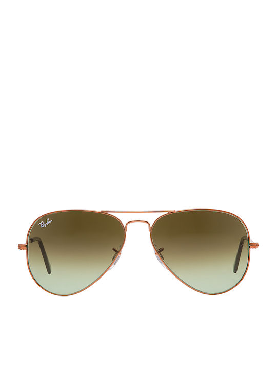 Ray Ban Aviator Sunglasses with Gold Metal Frame and Green Gradient Lens RB3025 9002/A6