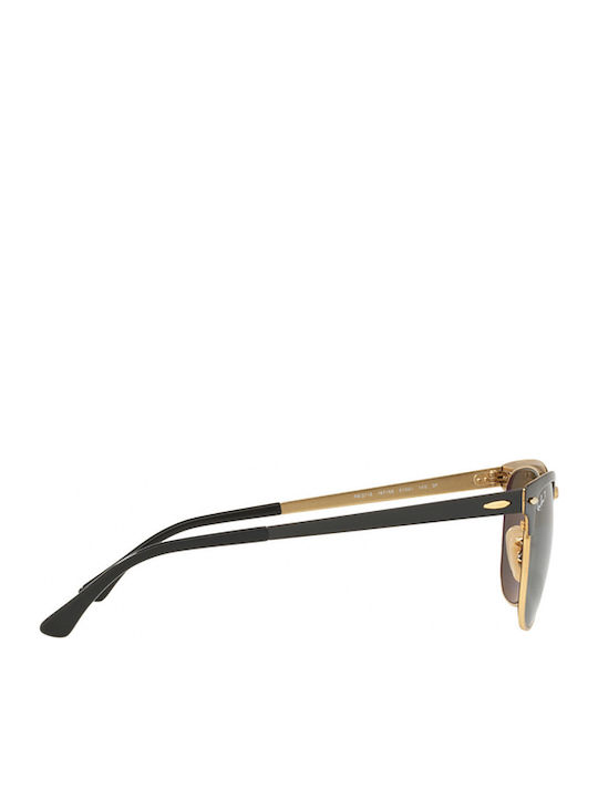 Ray Ban Clubmaster Metal Unisex Sunglasses with Black Metal Frame and Green Polarized Lens RB3716 187/58