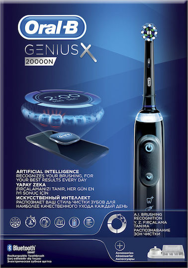 Oral-B Genius X 20000N Electric Toothbrush with Pressure Sensor and Travel Case Black