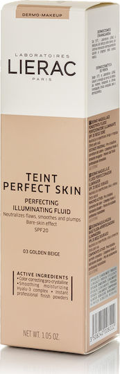 Lierac Teint Perfect Skin Perfecting Illuminating Foundation Machiaj lichid SPF20 03 Golden Beige 30ml