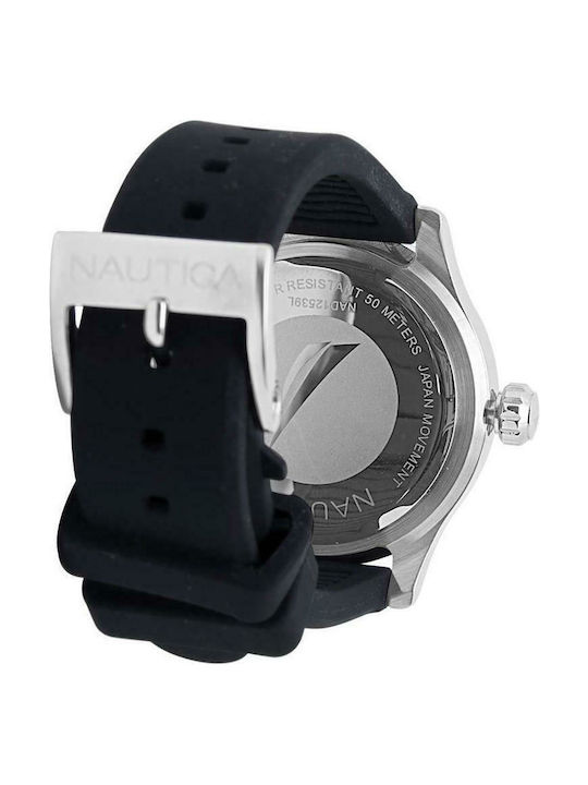 Nautica Watch Battery with Black Rubber Strap NAD12539L