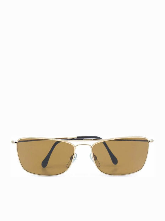 Luxottica Men's Sunglasses with Silver Metal Frame and Gold Lens 7087 GEP