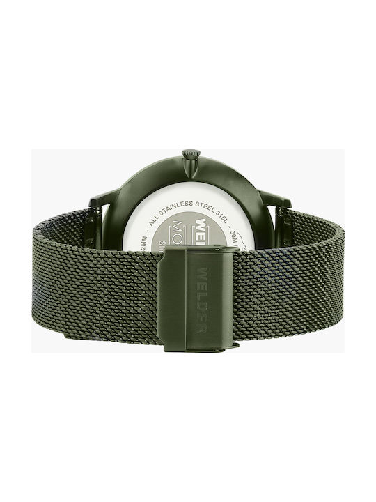 Welder Watch Chronograph Battery with Green Metal Bracelet WWRS419