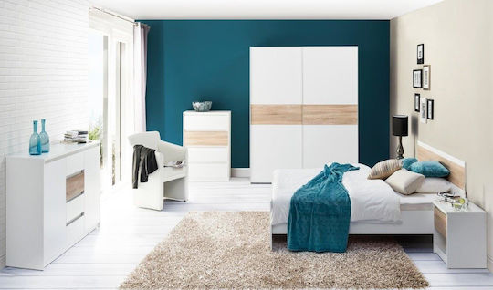 Bedroom Chest of Drawers Wooden Rimino with 4 Drawers White 80x38x104cm