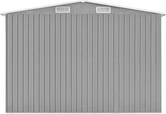Metal Galvanizat Depozit de grădină Gri cu ușă dublă și ventilație M2.57xL4.97xH1.78m
