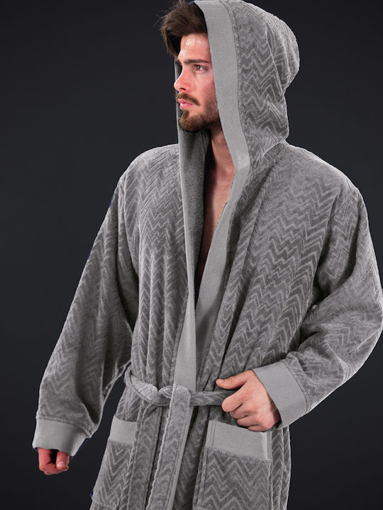 Guy Laroche Palacio Bathrobe with Hood Silver 1131090217013