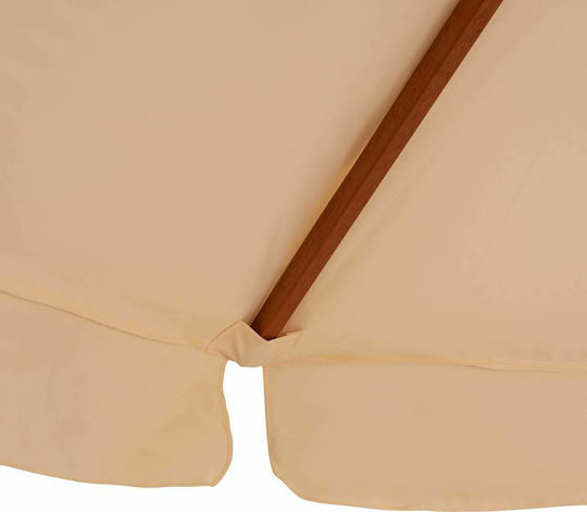 Professional Round Wooden Parasol Waller Beige Φ3xH2.3m