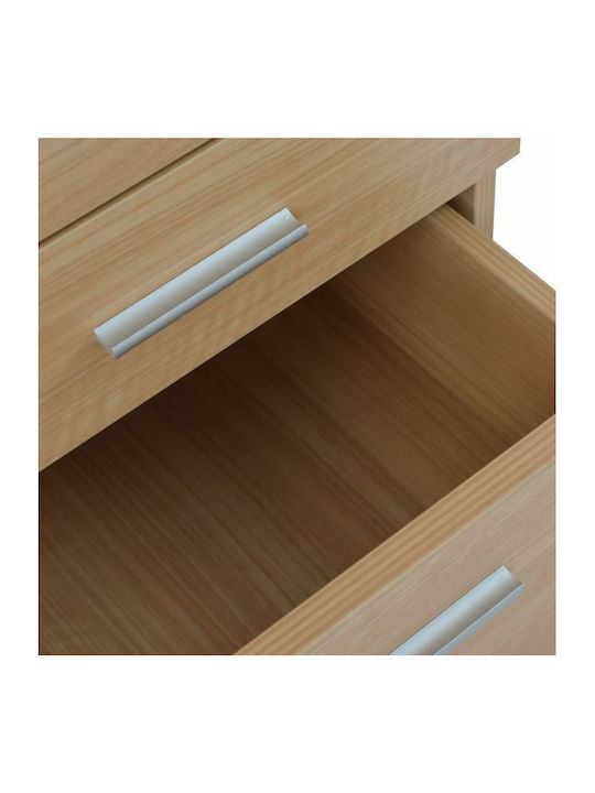 Office Storage Chipboard Drawer with Wheels, Lock & 3 Drawers Οξιά L40xW40xH55cm