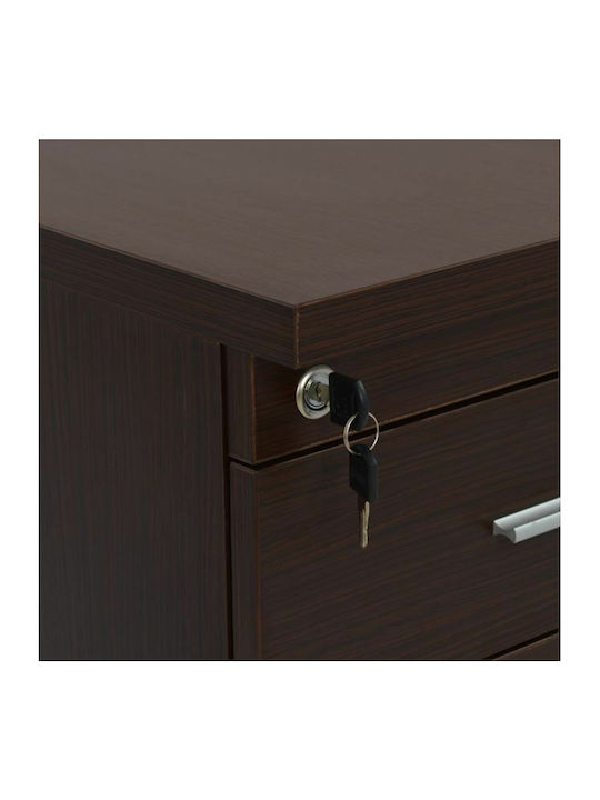 Vance Office Storage Chipboard Drawer with Lock & 3 Drawers Wenge L40xW46xH75cm