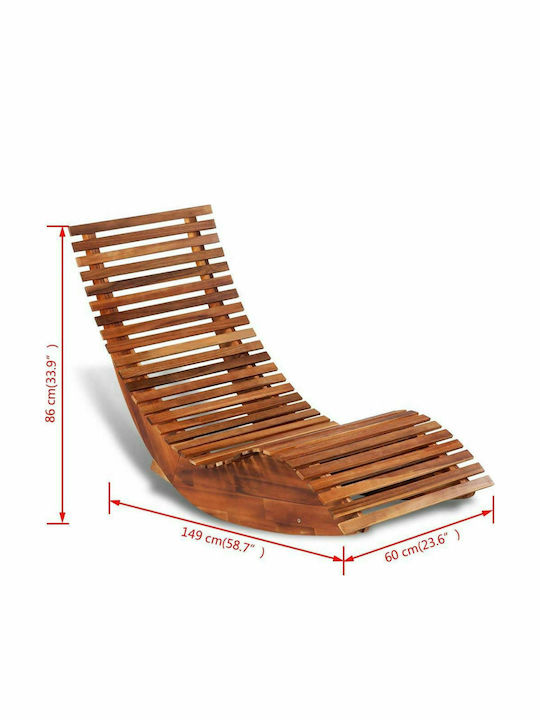 Deckchair Wooden Brown 149x60x86cm.