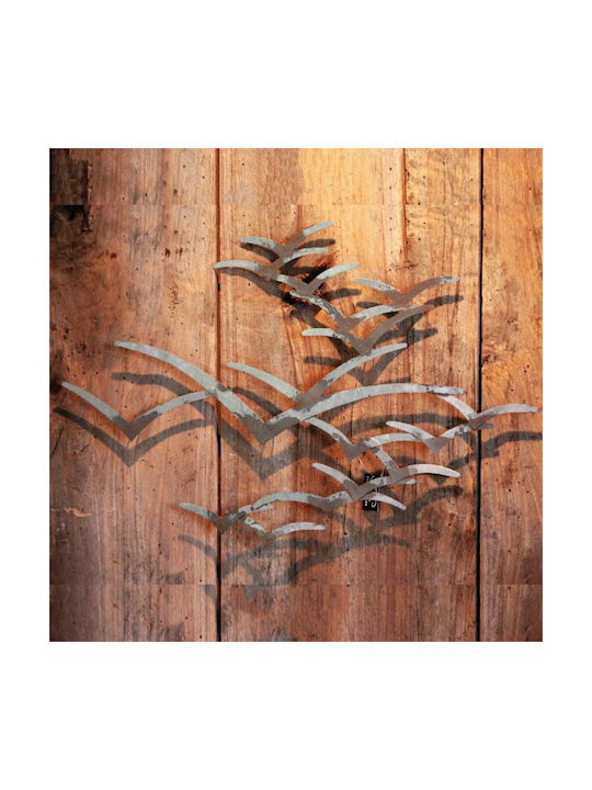 Synchronia Metallic Wall Ornament Σύνθεση Γλάρων SH2558 Ασημί 33x33cm