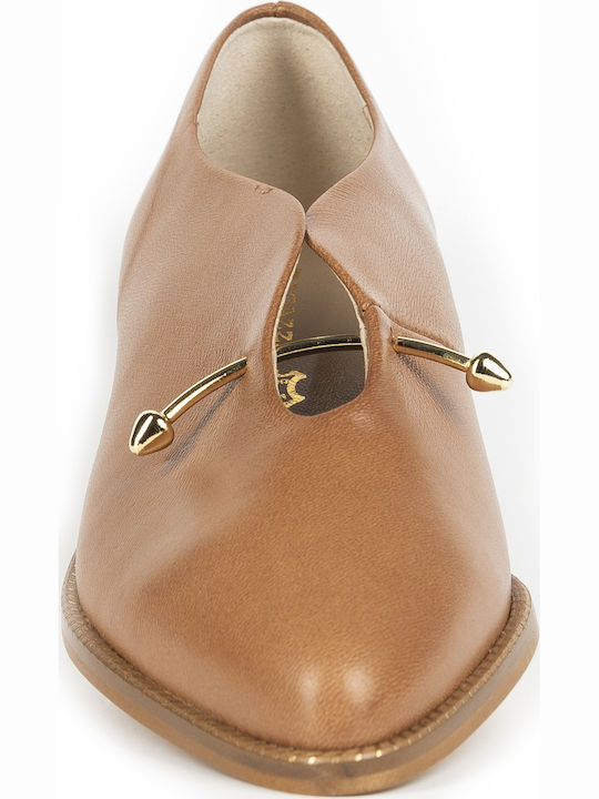 Leather Women's Moccasins in Tabac Brown Color