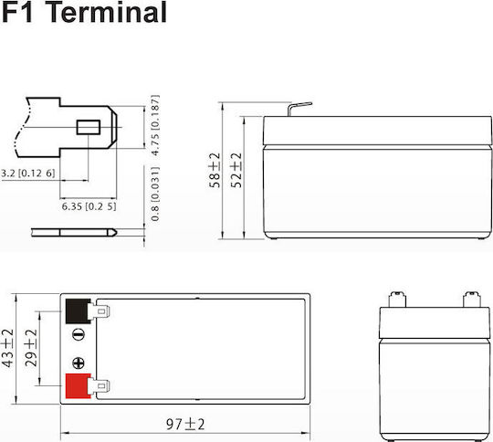 Ultracell UL1.3-12 Μπαταρία UPS με Χωρητικότητα 1.3Ah και Τάση 12V