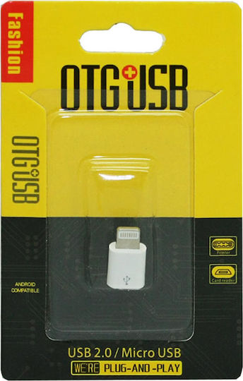 Forever Μετατροπέας Lightning male σε micro USB female White Λευκό 1τμχ