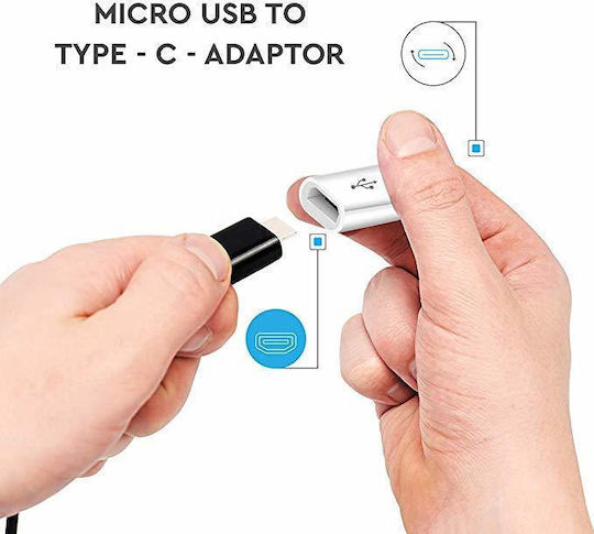 V-TAC V-TAC USB-C Male to Micro USB Female Converter White Pieces 1