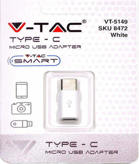 V-TAC V-TAC USB-C Male to Micro USB Female Converter White Pieces 1
