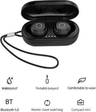 Joyroom JR-TL1 Pro In-Ear Bluetooth-Freisprecheinrichtung Kopfhörer mit Schweißresistenz und Ladeetui Schwarz