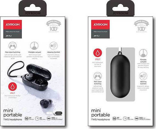 Joyroom JR-TL1 Pro In-Ear Bluetooth-Freisprecheinrichtung Kopfhörer mit Schweißresistenz und Ladeetui Schwarz