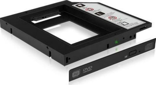 Icy Box Caddy Laptop Optical Bay Adapter for 2.5-inch SSD/HDD Μαύρο (IB-AC640)