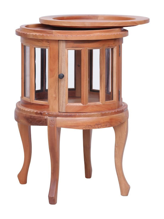 Round Solid Wood Side Table Natural L50xW50xH76cm