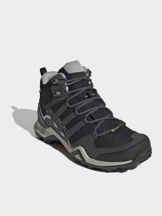 adidas Terrex Swift R2 Mid GTX Men's Hiking Waterproof Boots with Gore-Tex Membrane Core Black / Dgh Solid Grey / Purple Tint