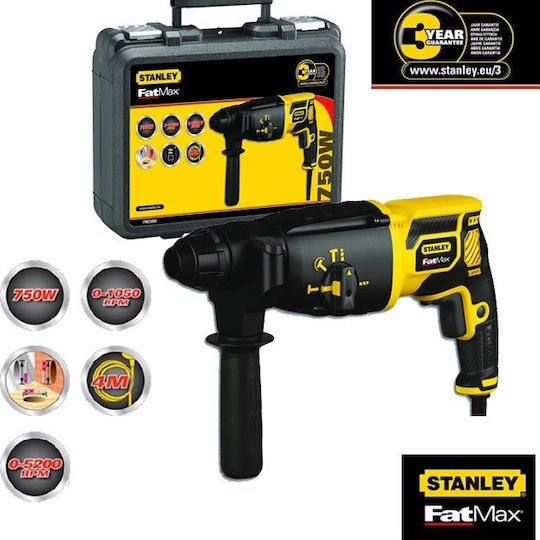 Stanley Κρουστικό Σκαπτικό Πιστολέτο Ρεύματος 750W με Υποδοχή SDS Plus FME500K