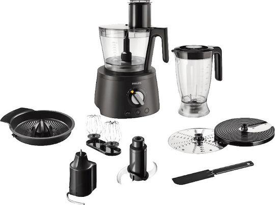 Philips Avance Collection Multifunctional Food Processor 1300W with Pot 3.4lt and Jug Blender Black