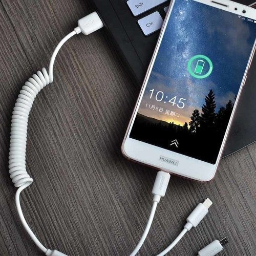 Dudao R7 Auto-Ladegerät 3W 2.4A mit einem Anschluss: 1xUSB mit Kabel Blitzschlag / Mikro-USB / Typ-C,TC-TC Weiß Farbe