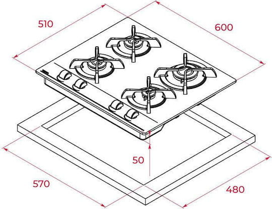 Teka Gas Cooktop Autonomous 60x51εκ.