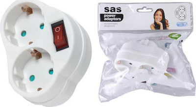 SAS 2-Outlet T-Shaped Wall Plug White