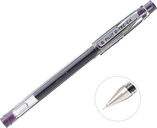 Pilot G-Tec-C4 Pen Gel 0.4mm Purple with Purple Ink 12pcs