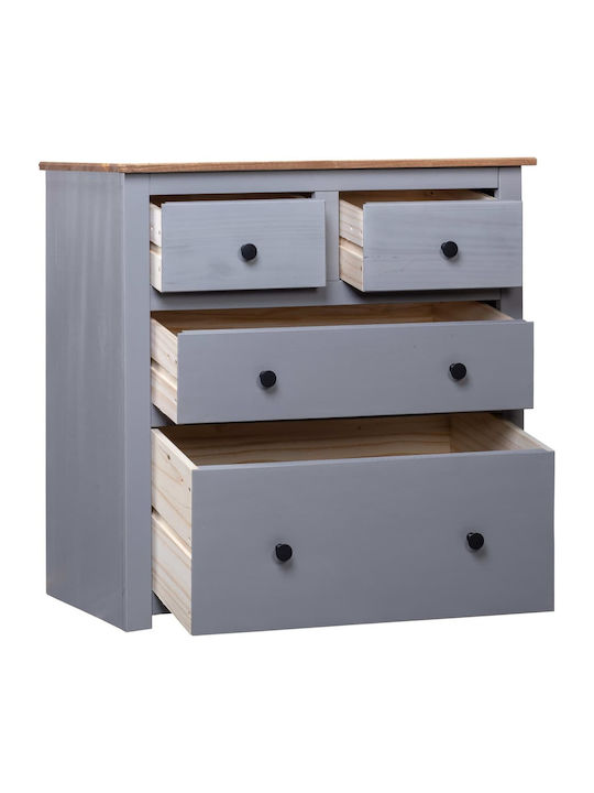 Chest of Drawers of Solid Wood with 4 Drawers Gray 80x40x83cm