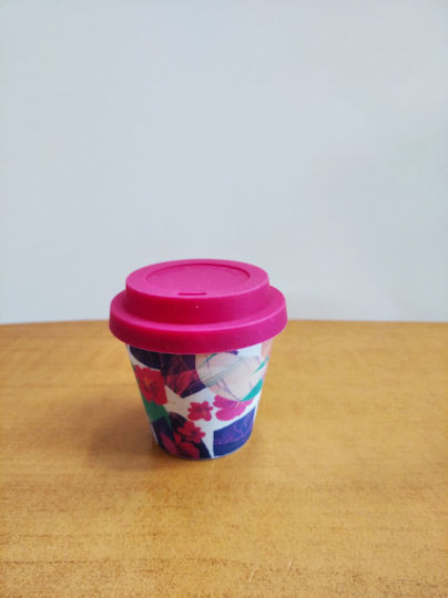 iDrink Flowers Cană Bambus cu Capac Roz 90ml
