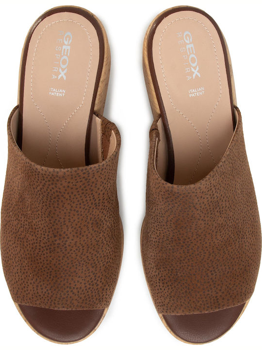 D Primula D Women's Leather Platform Wedge Sandals Brown