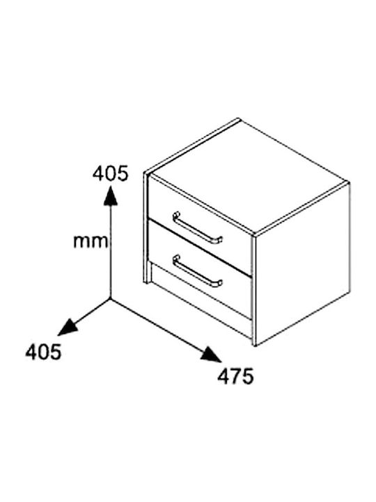 Bedside Table Olympus Wooden Wenge 47.5x40.5x40.5cm