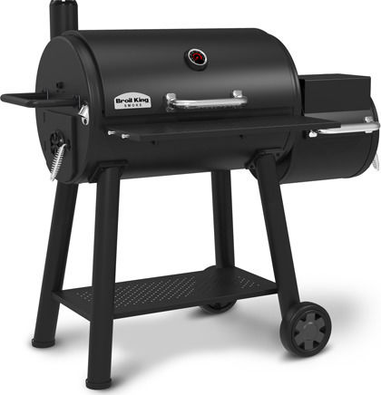 Broil King Smoke Offset XL Неръждаем Скара на дървени въглища с Капак, Термометър и Пушилня 81.28брx49бр