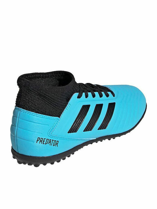 Παιδικά Ποδοσφαιρικά Παπούτσια Ψηλά Predator 19.3 TF με Σχάρα και Καλτσάκι Bright Cyan / Core Black / Solar Yellow