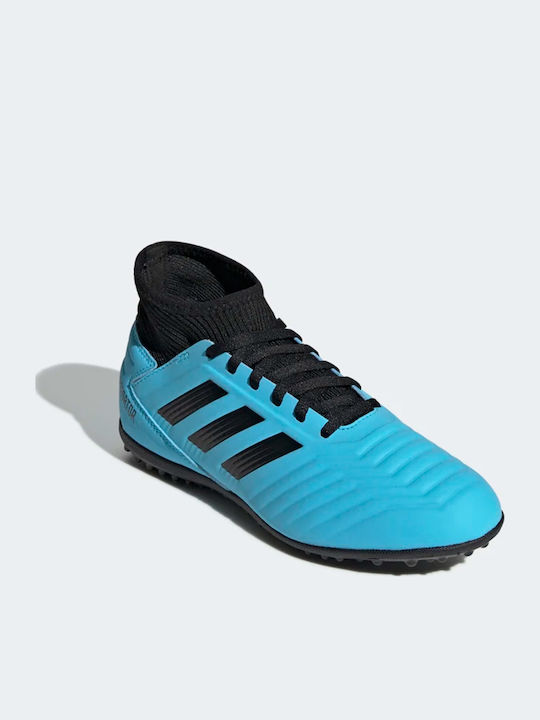 Παιδικά Ποδοσφαιρικά Παπούτσια Ψηλά Predator 19.3 TF με Σχάρα και Καλτσάκι Bright Cyan / Core Black / Solar Yellow