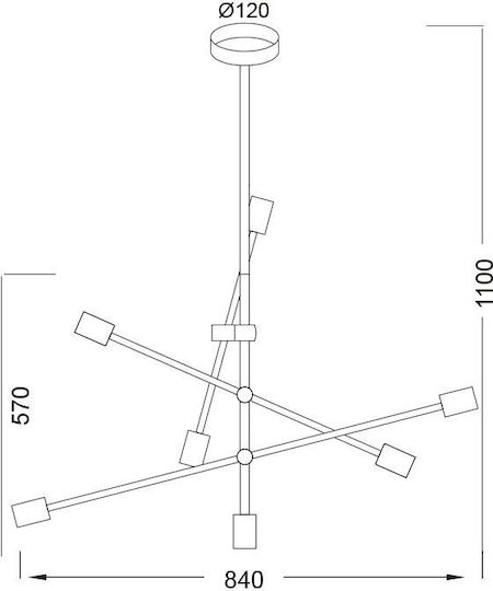 Aca Luther Lustră Bronz pentru 7 Becuri E27 84x110x130cm.