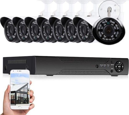 Überwachungssystem 8 Kameras Kameras Überwachungskamera mit Rekorder DVR