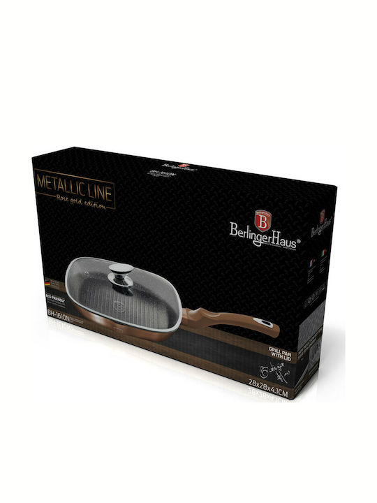 Berlinger Haus Metallic Line Grill With Lid made of Aluminum with Stone Coating 28cm