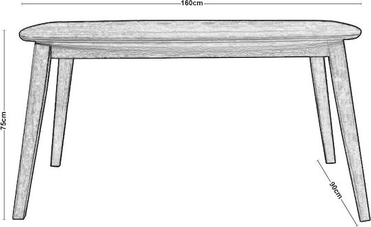 Dom Τραπέζι Τραπεζαρίας Ξύλινο Oak 150x90x75εκ.
