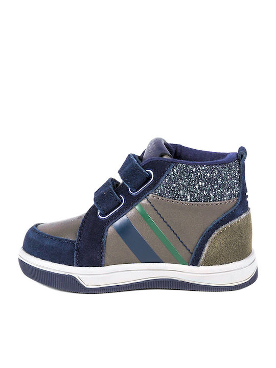 Lederne Kinderstiefeletten mit Klettverschluss Marineblau